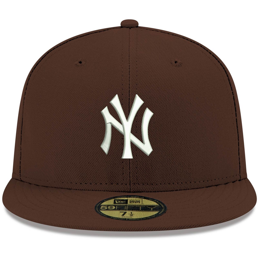 New Era Brown New York Yankees Logo White 59FIFTY Fitted Hat