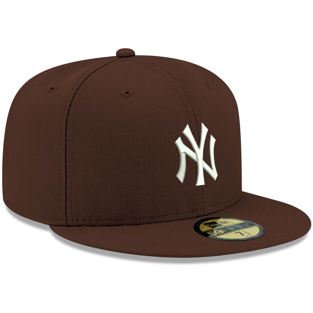 New Era Brown New York Yankees Logo White 59FIFTY Fitted Hat