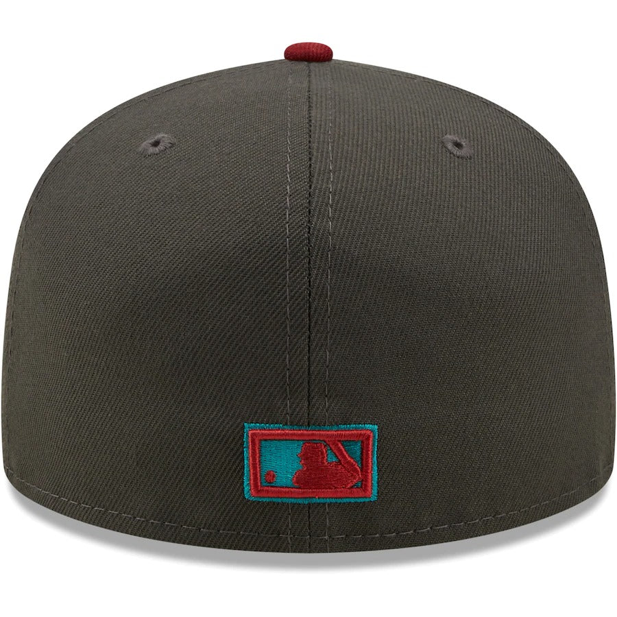 New Era Philadelphia Phillies Graphite/Cardinal Cooperstown Collection 100th Anniversary Titlewave 59FIFTY Fitted Hat