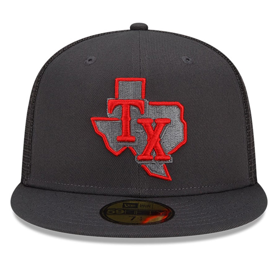 New Era Texas Rangers Graphite 2022 Batting Practice 59FIFTY Fitted Hat