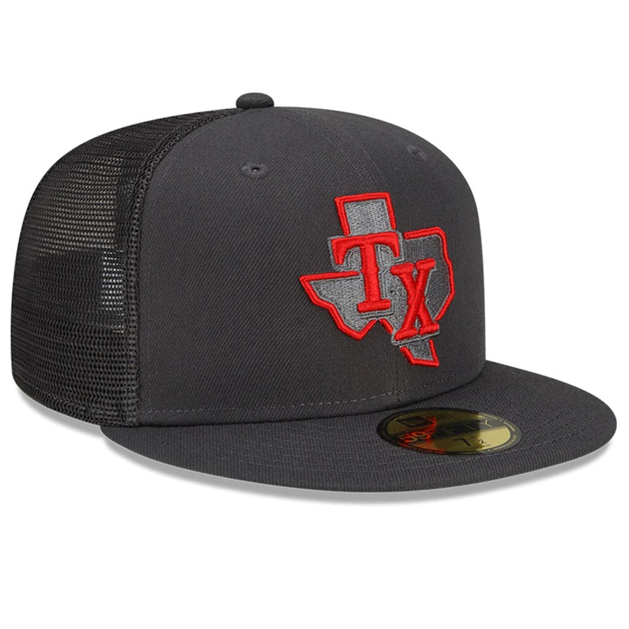 New Era Texas Rangers Graphite 2022 Batting Practice 59FIFTY Fitted Hat