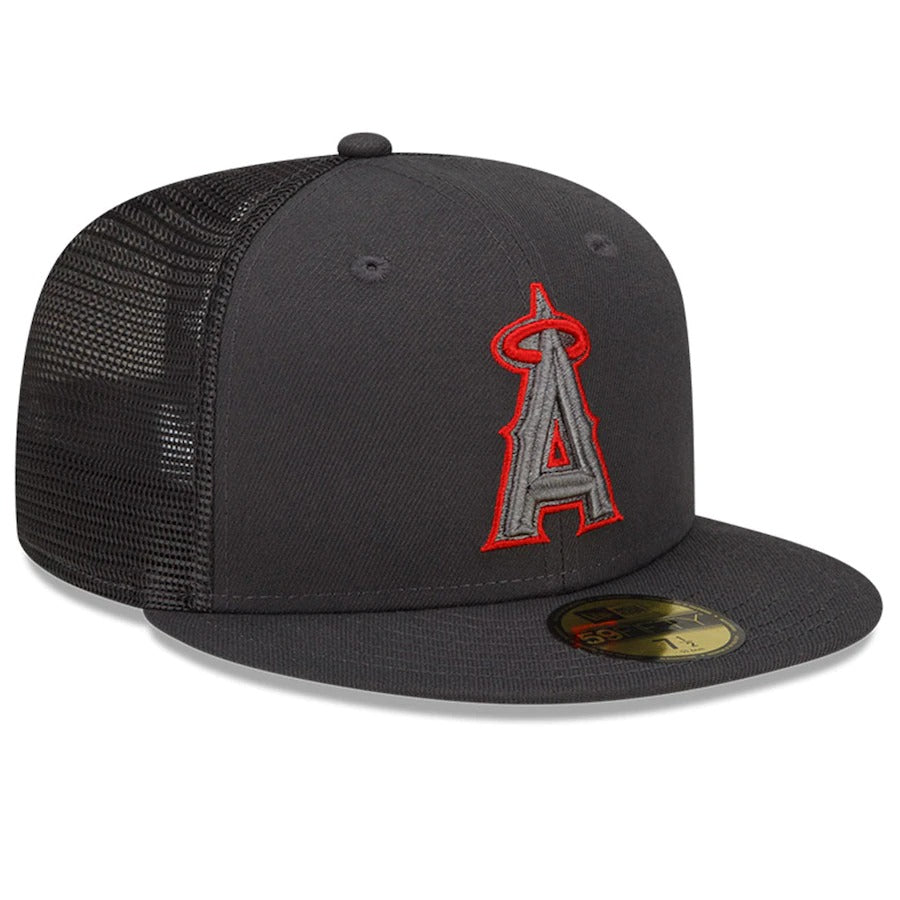 New Era Los Angeles Angels Graphite 2022 Batting Practice 59FIFTY Fitted Hat