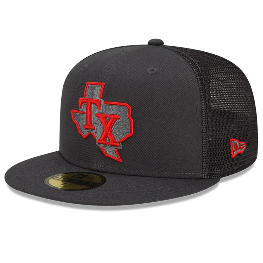 New Era Texas Rangers Graphite 2022 Batting Practice 59FIFTY Fitted Hat