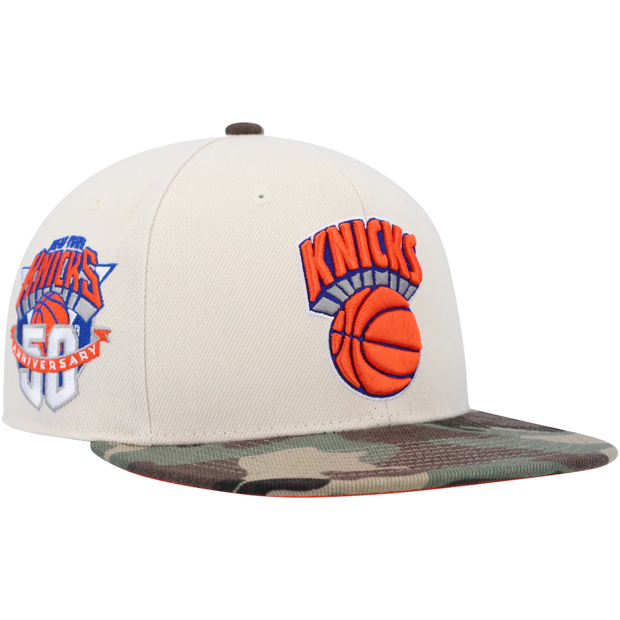 New York Knicks BIG WORD ACTION Royal-Orange Fitted Hat