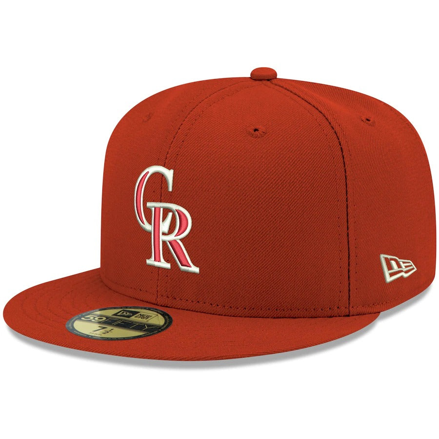 New Era Red Colorado Rockies Logo White 59FIFTY Fitted Hat