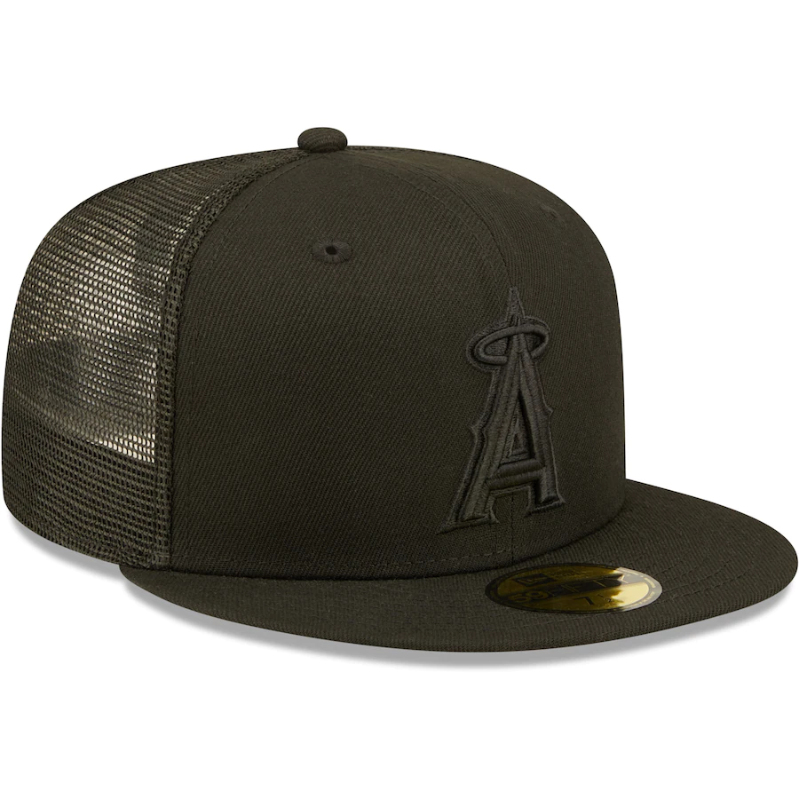 New Era Los Angeles Angels Blackout Trucker 59FIFTY Fitted Hat