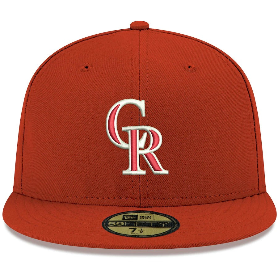 New Era Red Colorado Rockies Logo White 59FIFTY Fitted Hat