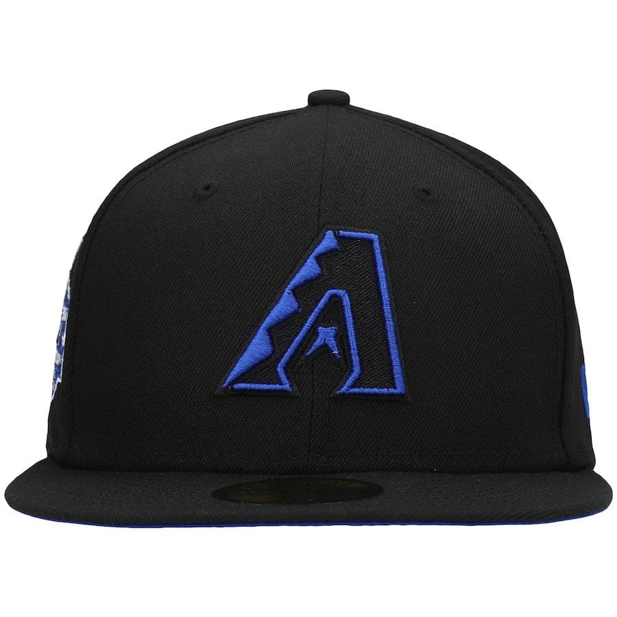 New Era Arizona Diamondbacks Black World Series 20th Anniversary Patch Royal Under Visor 59FIFTY Fitted Hat