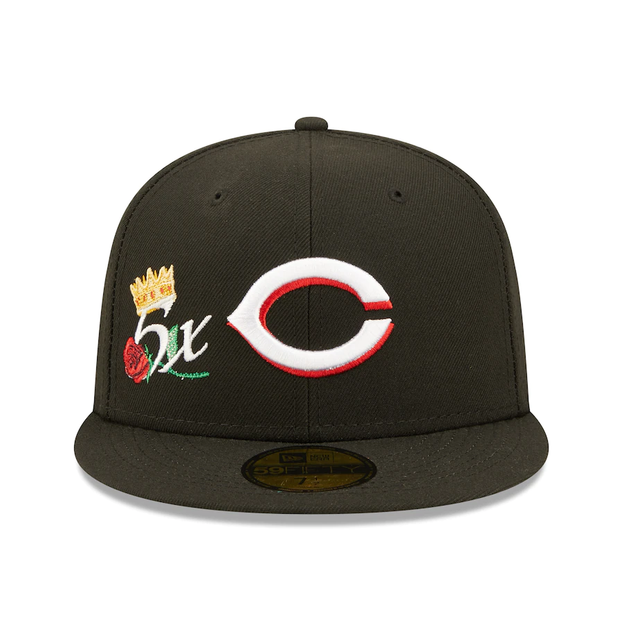 New Era Cincinnati Reds Black 5x World Series Champions Crown 59FIFTY Fitted Hat