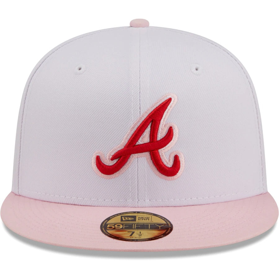 Men's Atlanta Braves New Era White/Pink Chrome Rogue 59FIFTY Fitted Hat