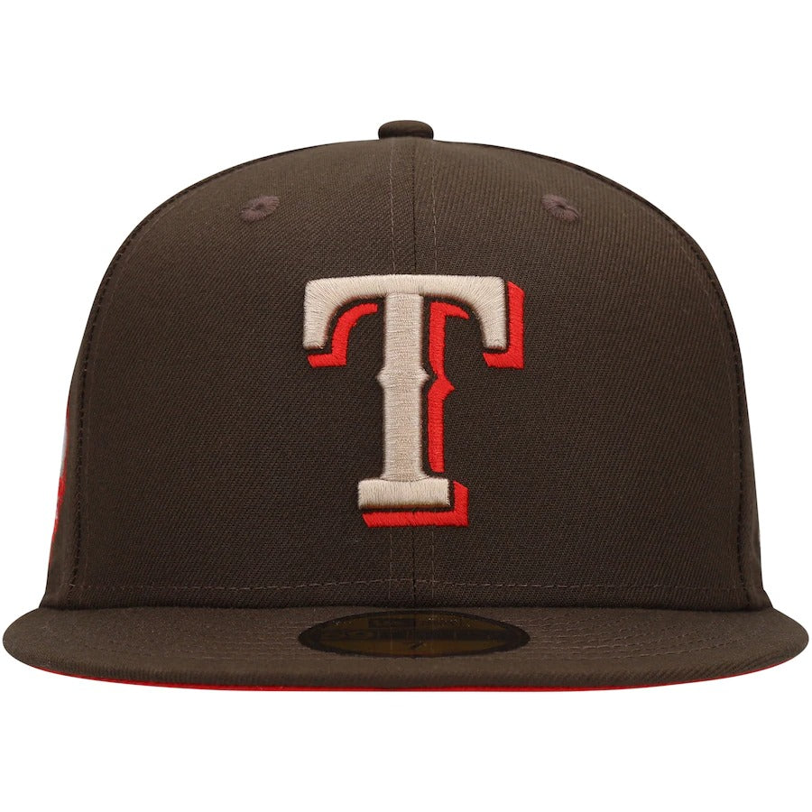 New Era Texas Rangers Brown 40th Anniversary Team Scarlet Undervisor 59FIFTY Fitted Hat