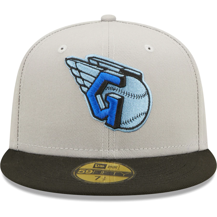 New Era Cleveland Guardians Logo Gray/Black Blue Undervisor 2022 59FIFTY Fitted Hat