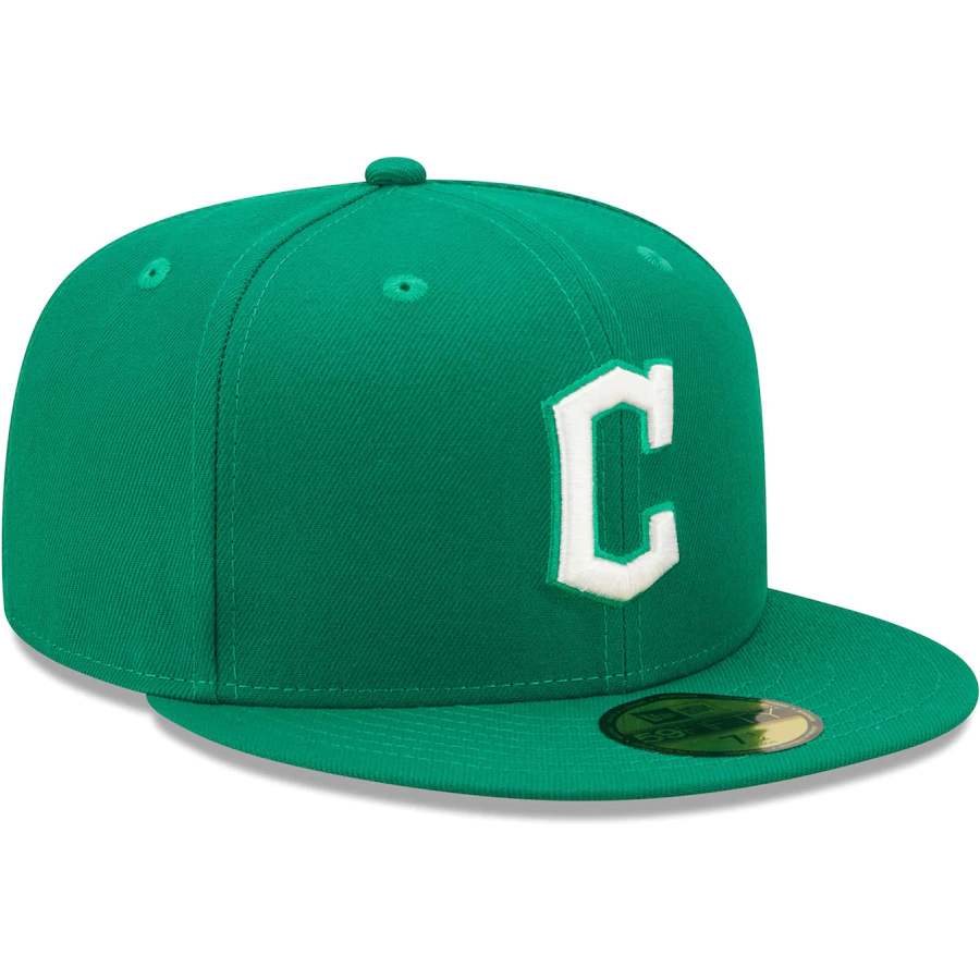 New Era Cleveland Guardians Kelly Green Logo White 59FIFTY Fitted Hat