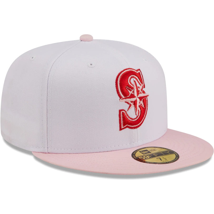 New Era Seattle Mariners White/Pink Scarlet Undervisor 59FIFTY Fitted Hat