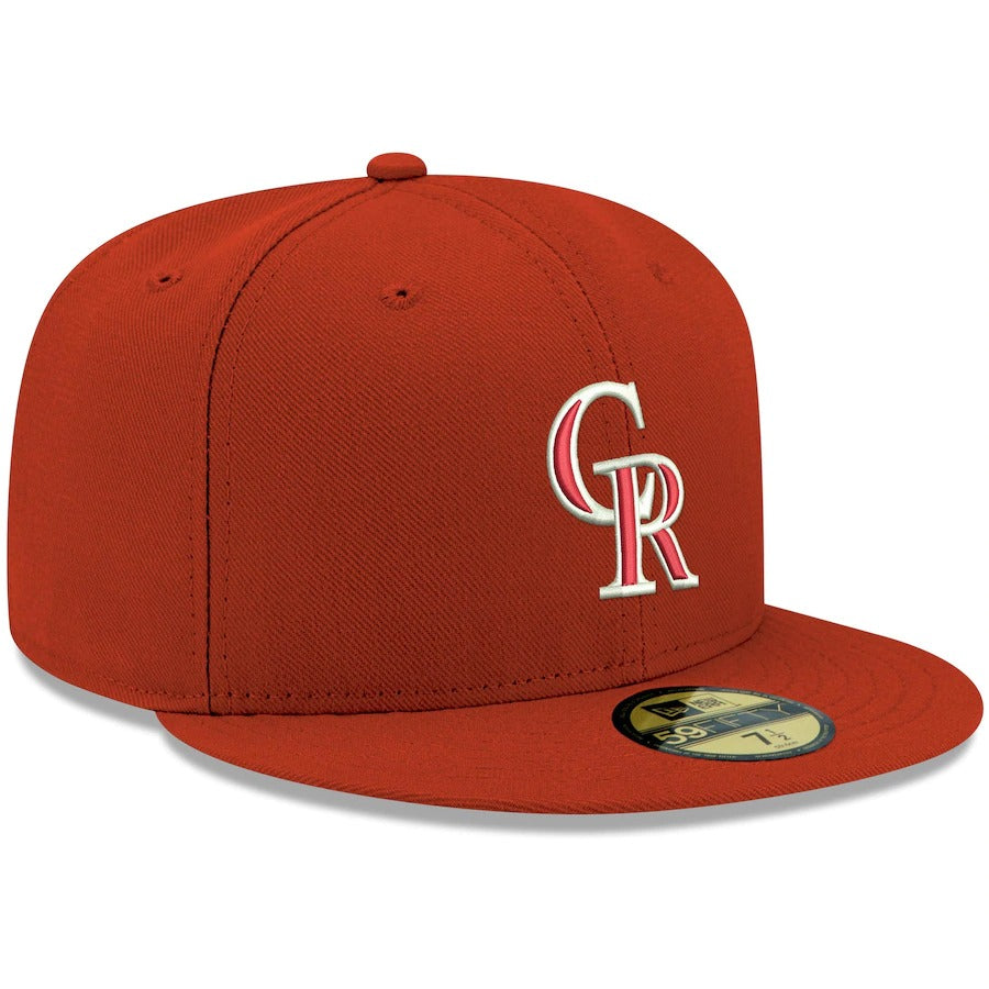 New Era Red Colorado Rockies Logo White 59FIFTY Fitted Hat