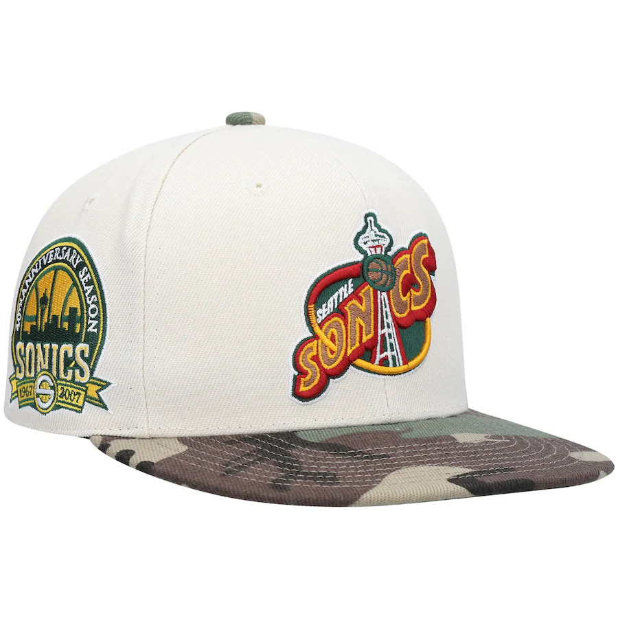 Lids Los Angeles Lakers Mitchell & Ness Hardwood Classics 2010 NBA Finals  Patch Off White Camo Fitted Hat - Cream