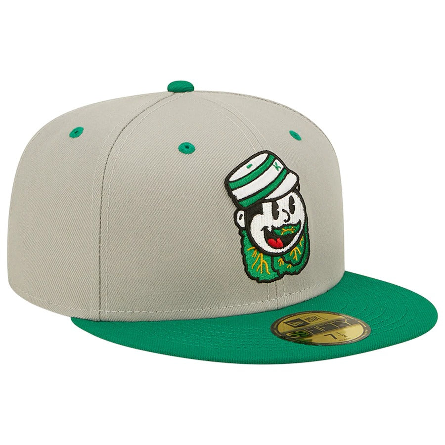 New Era Gray/Kelly Green Down East Wood Ducks Collard Greens Theme Nights On-Field 59FIFTY Fitted Hat