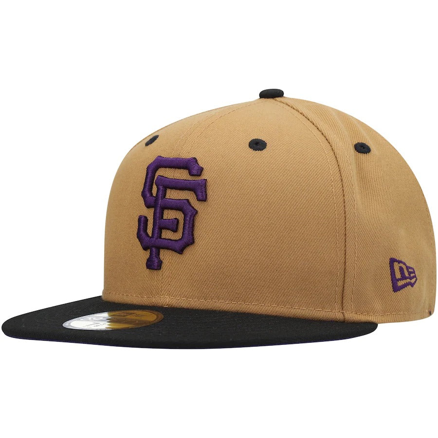 New Era San Francisco Giants Tan 60th Anniversary Purple Undervisor 59FIFTY Fitted Hat