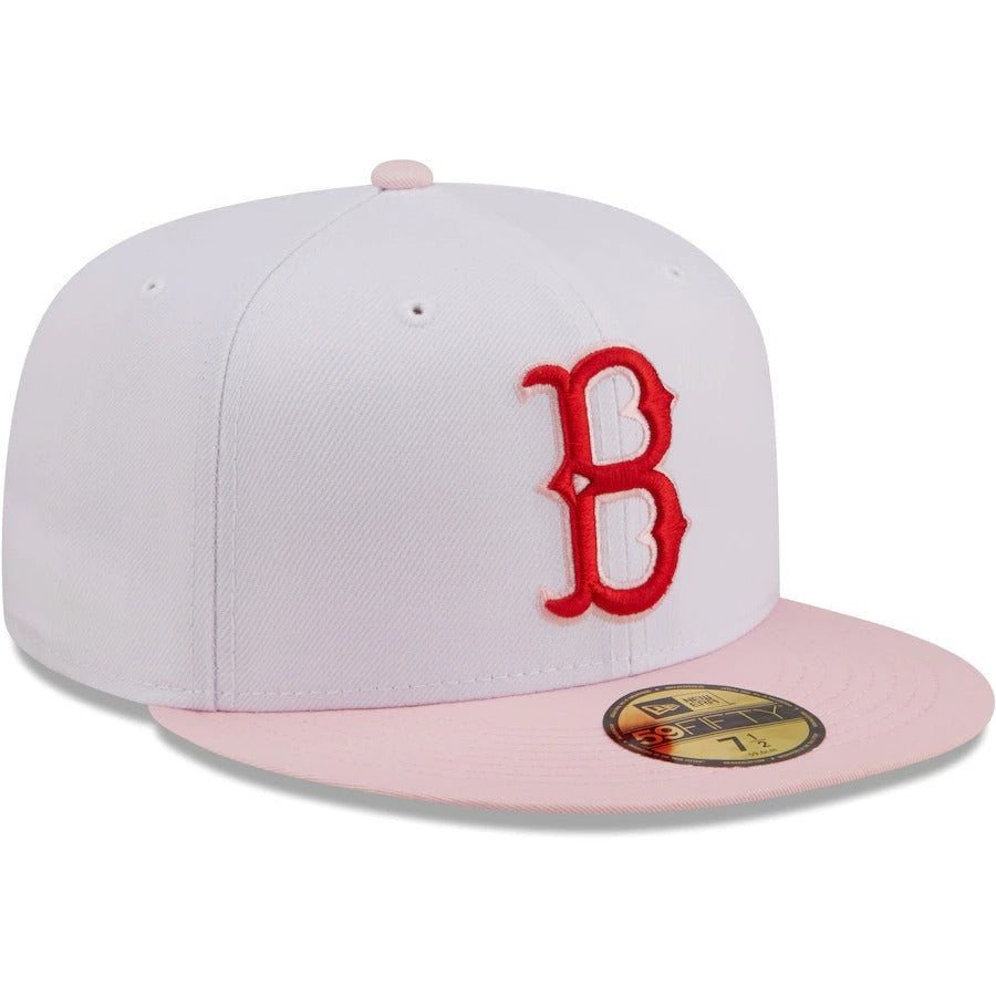 New Era Brooklyn Dodgers White/Pink Cooperstown Collection Scarlet Undervisor 59FIFTY Fitted Hat