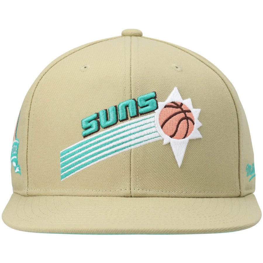 Mitchell & Ness Phoenix Suns Khaki 40th Anniversary Hardwood Classics Malibu Sunrise Fitted Hat