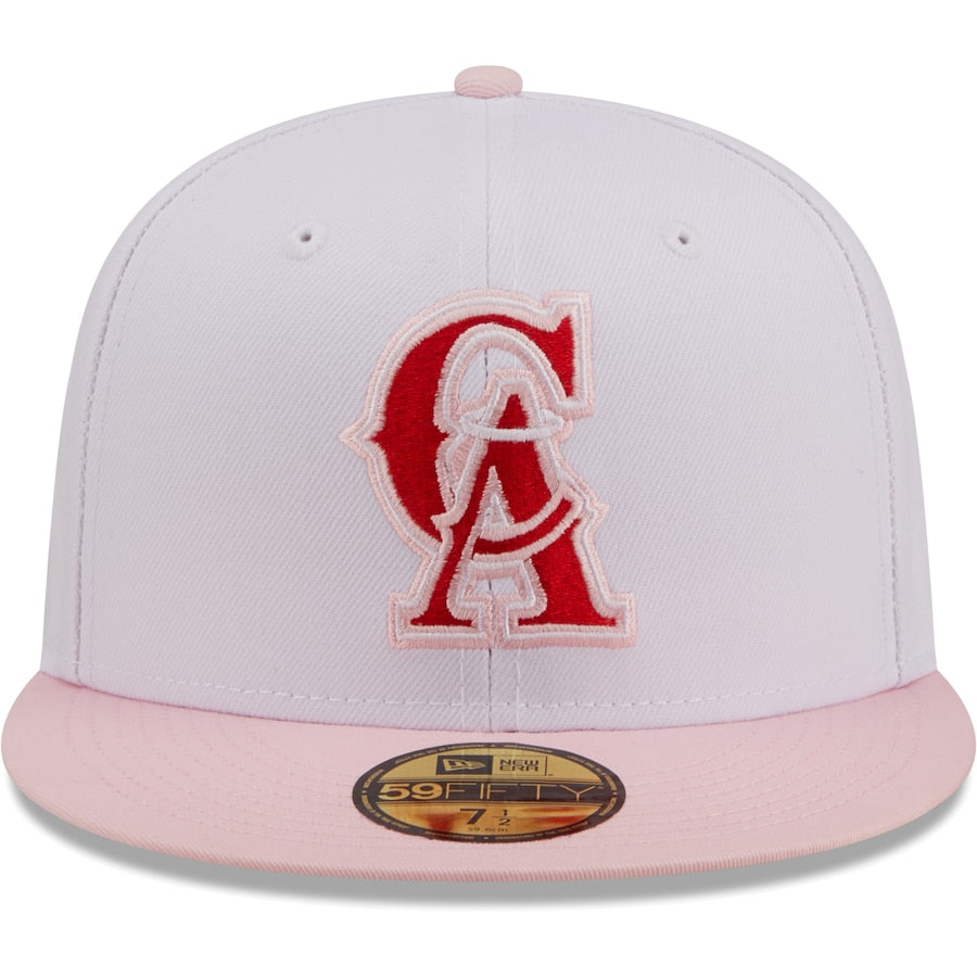 New Era California Angels White/Pink Cooperstown Collection Scarlet Undervisor 59FIFTY Fitted Hat