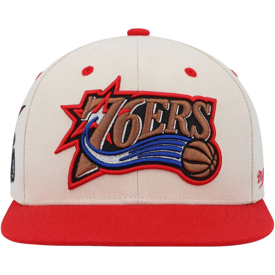 Mitchell & Ness Philadelphia 76ers Cream 2002 All-Star Game Hardwood Classics Fitted Hat