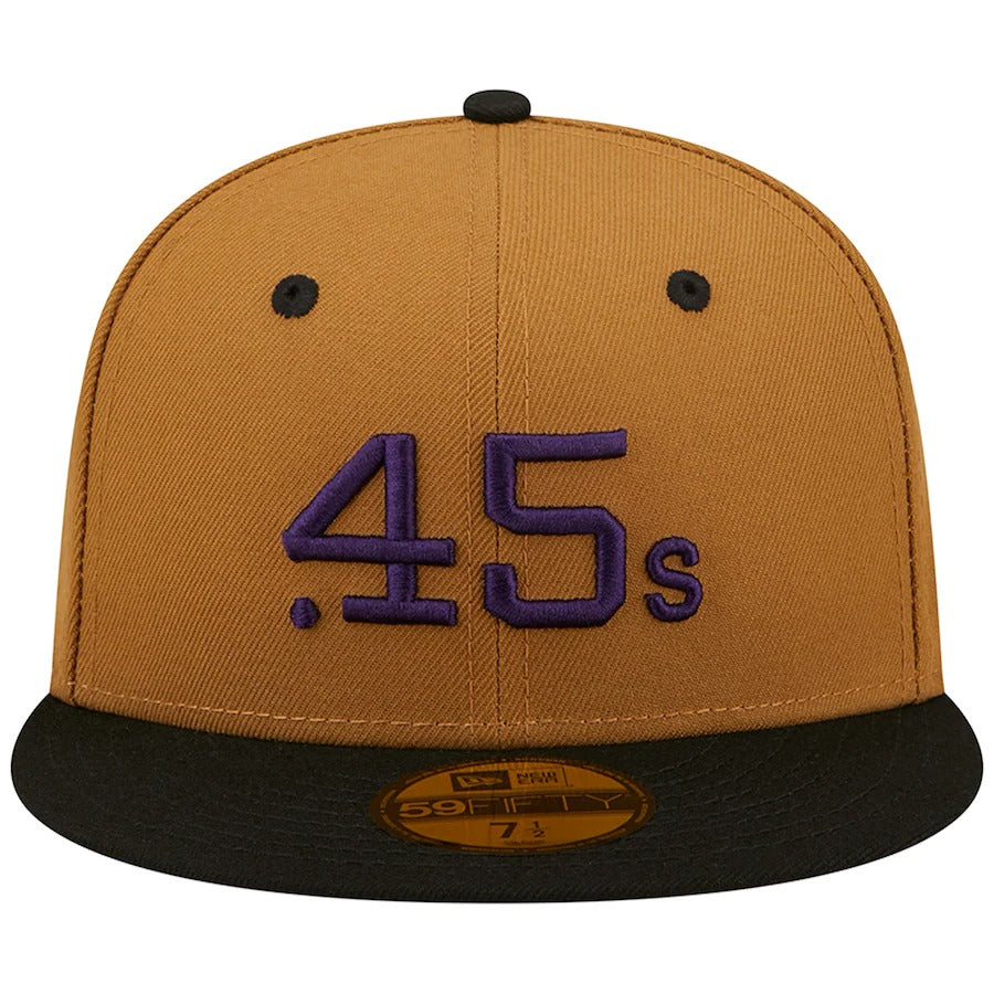 New Era Houston Colt .45's Tan/Black 40th Anniversary Cooperstown Collection Purple Undervisor 59FIFTY Fitted Hat