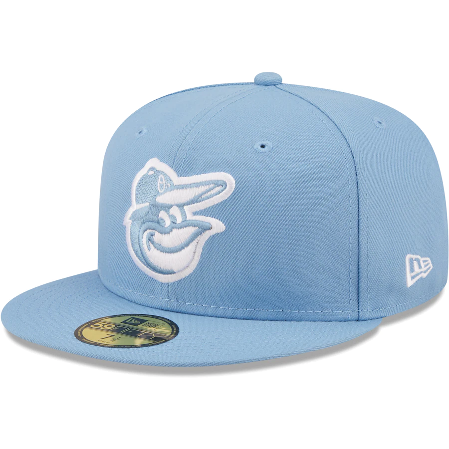 New Era Baltimore Orioles Sky Blue Logo White 59FIFTY Fitted Hat