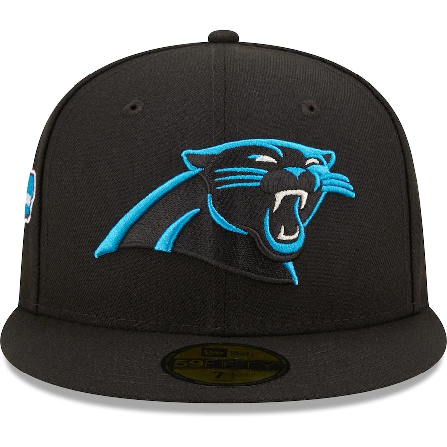 New Era Black Carolina Panthers 10th Anniversary Patch 59FIFTY Fitted Hat