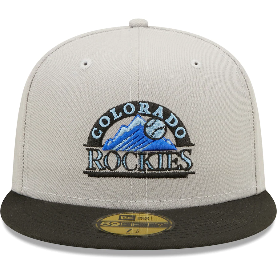 New Era Colorado Rockies Coors Field 1995 Grand Opening Gray/Black Blue Undervisor 2022 59FIFTY Fitted Hat