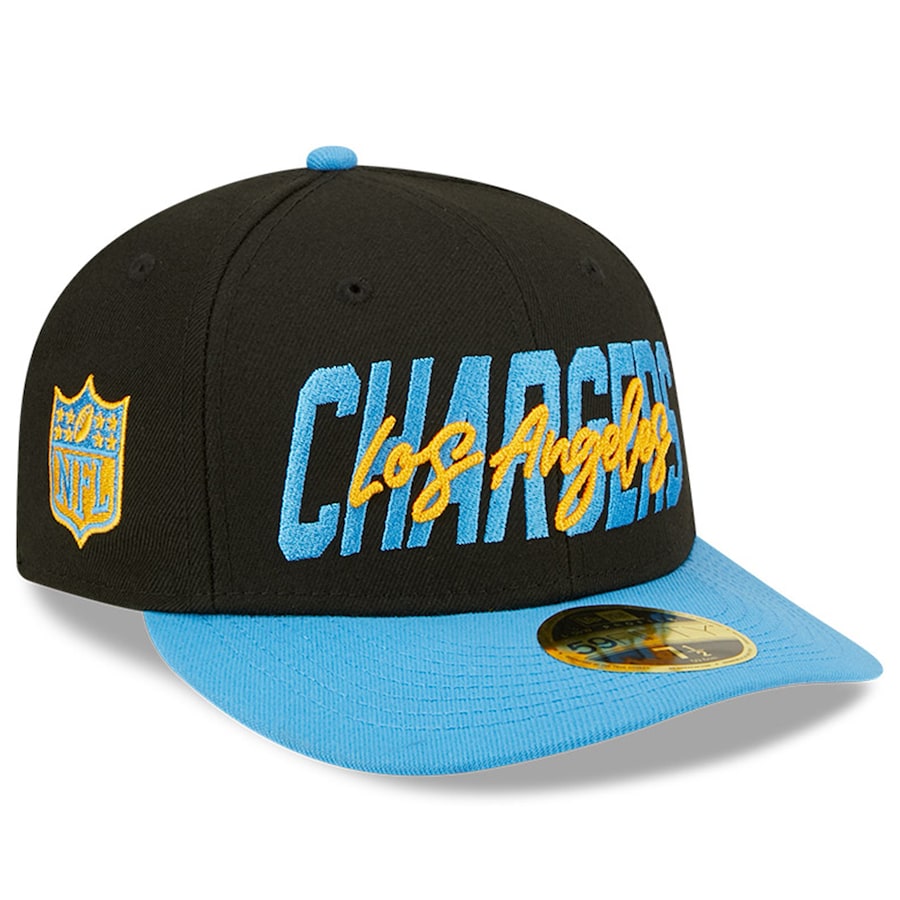 New Era Los Angeles Chargers  Black/Powder Blue 2022 NFL Draft Low Profile 59FIFTY Fitted Hat