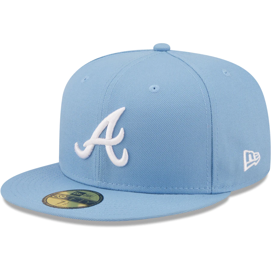 New Era Atlanta Braves Sky Blue Logo White 59FIFTY Fitted Hat