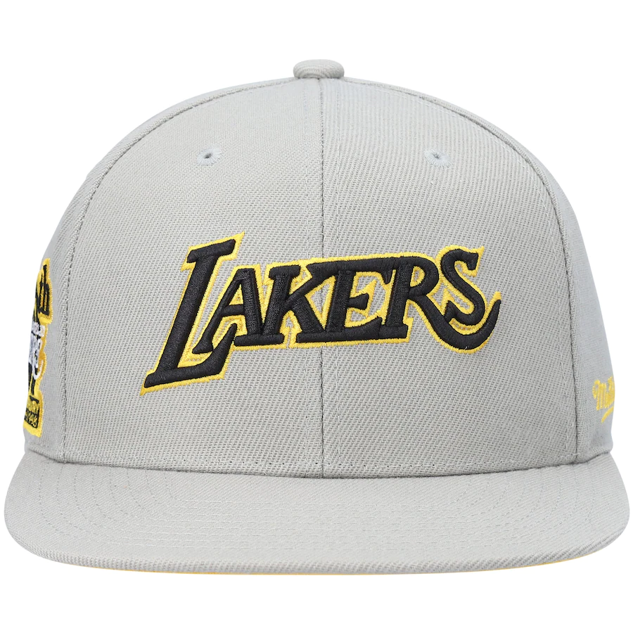 Mitchell & Ness Los Angeles Lakers Gray 50th Anniversary Hardwood Classics Fitted Hat