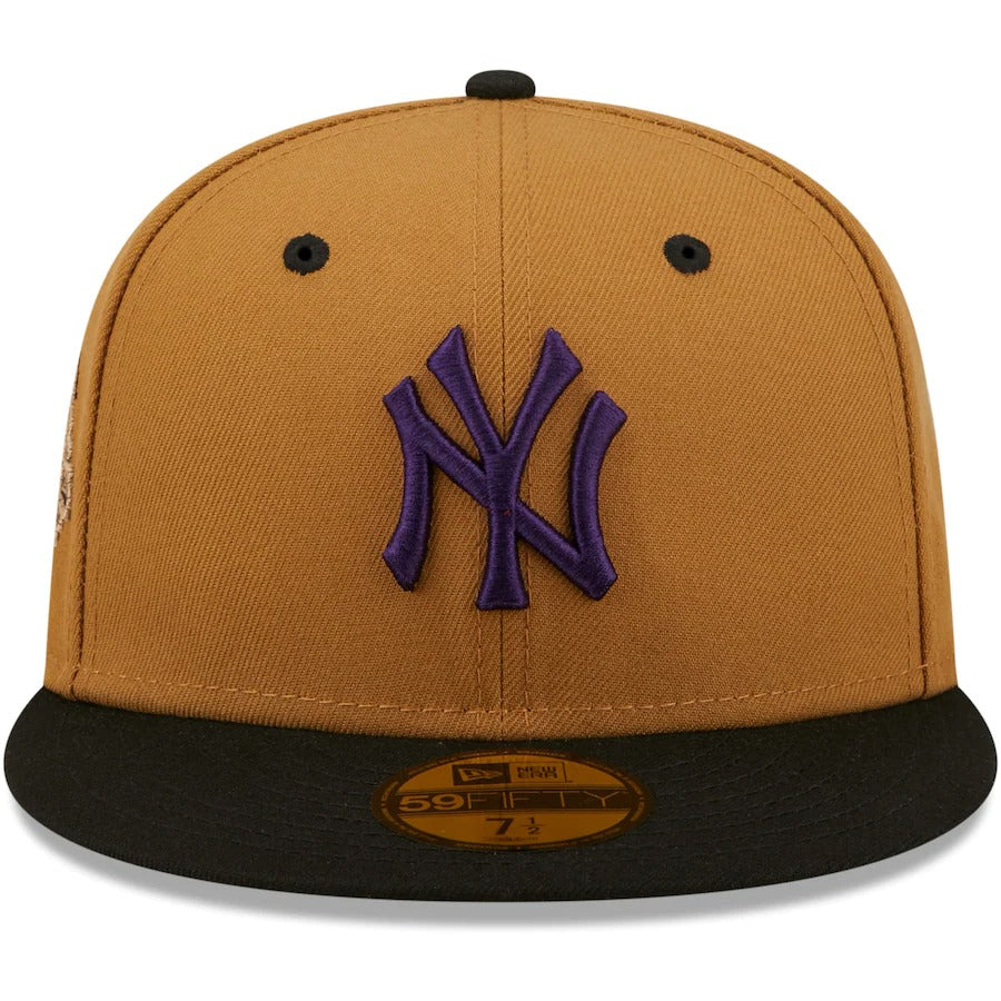 New Era New York Yankees Tan/Black 100th Anniversary Cooperstown Collection Purple Undervisor 59FIFTY Fitted Hat