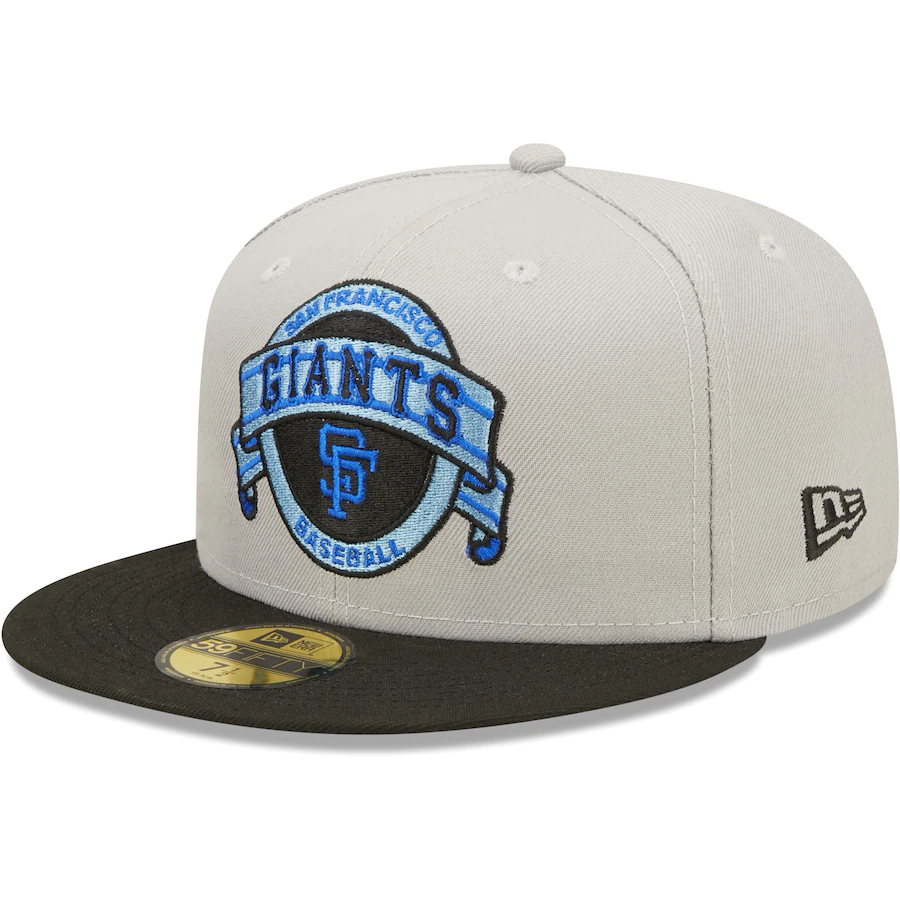 New Era San Francisco Giants 25th Anniversary Gray/Black Blue Undervisor 2022 59FIFTY Fitted Hat