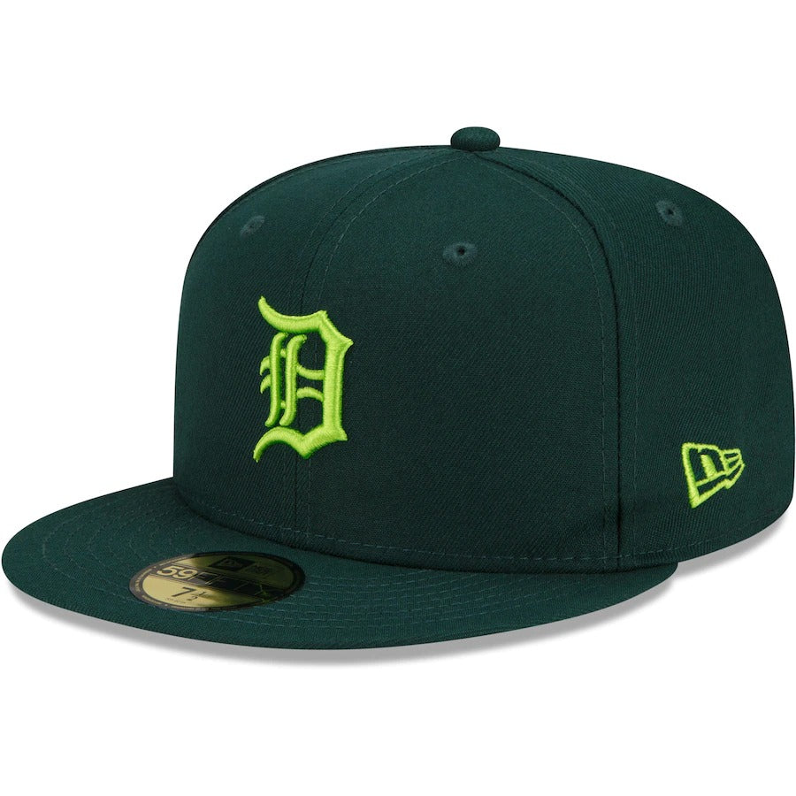 New Era Detroit Tigers Green 1968 World Series Champions 50th Anniversary Color Fam Lime Undervisor 59FIFTY Fitted Hat
