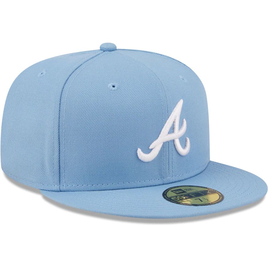 New Era Atlanta Braves Sky Blue Logo White 59FIFTY Fitted Hat