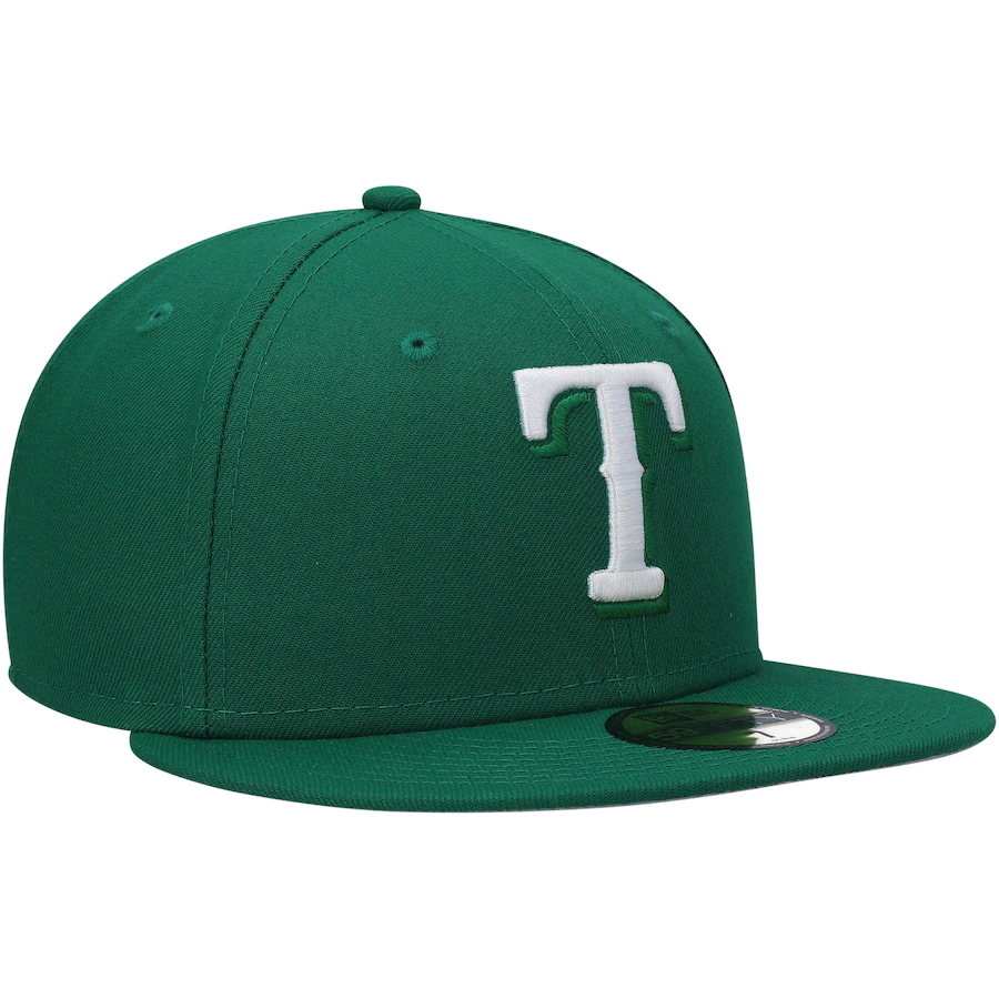 New Era Texas Rangers Kelly Green Logo White 59FIFTY Fitted Hat