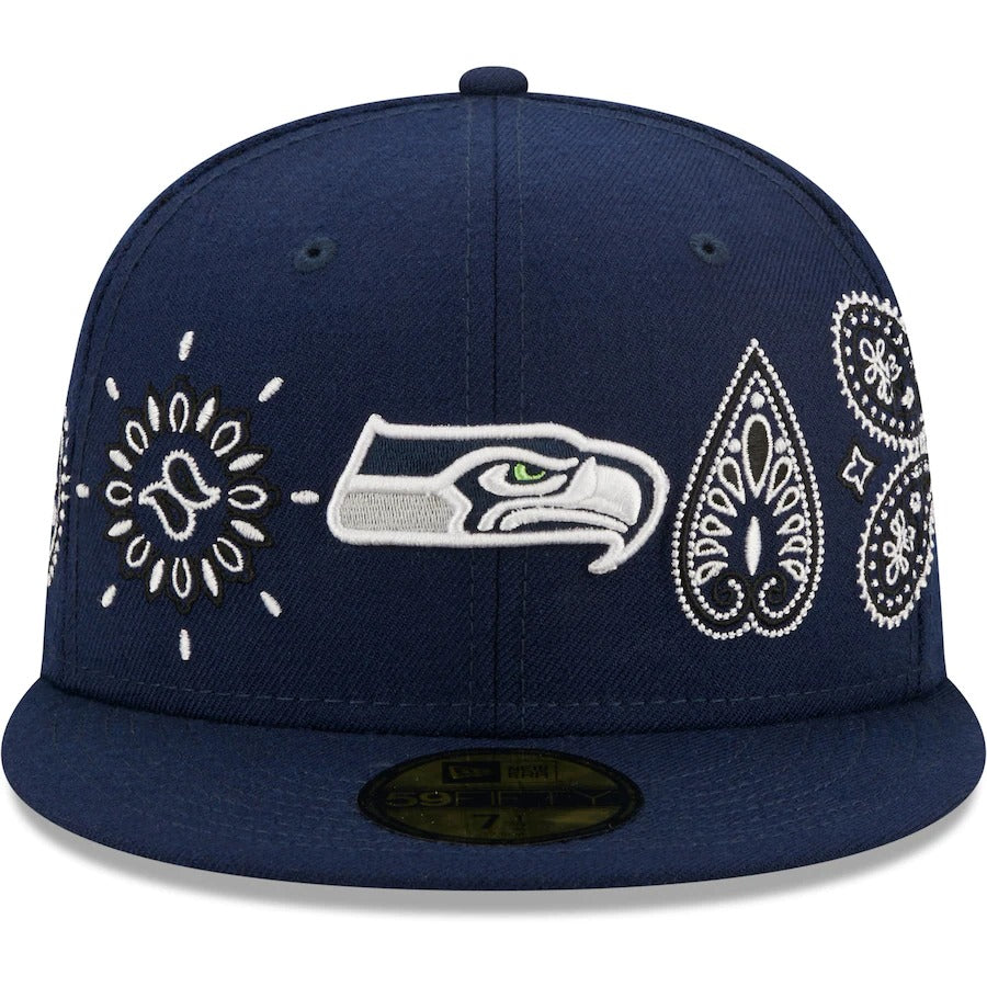 New Era Seattle Seahawks College Navy Bandana 59FIFTY Fitted Hat