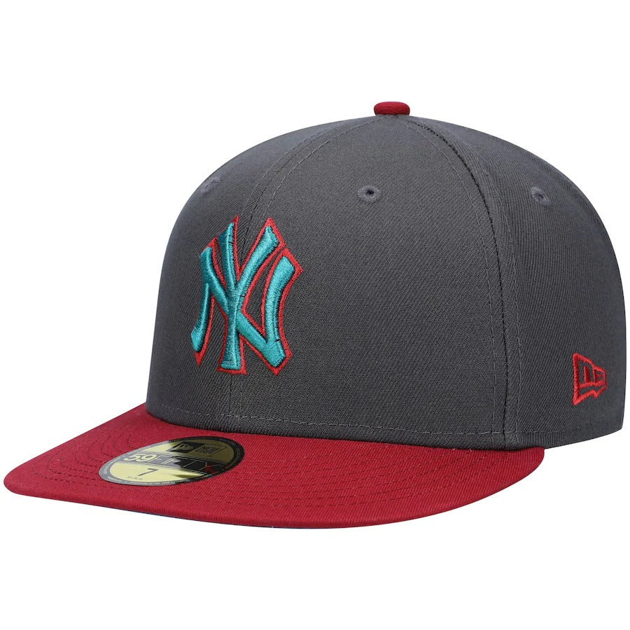 New Era New York Yankees Graphite/Cardinal 1999 World Series Titlewave 59FIFTY Fitted Hat