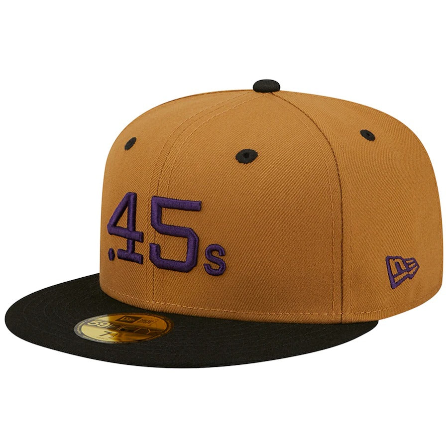 New Era Houston Colt .45's Tan/Black 40th Anniversary Cooperstown Collection Purple Undervisor 59FIFTY Fitted Hat