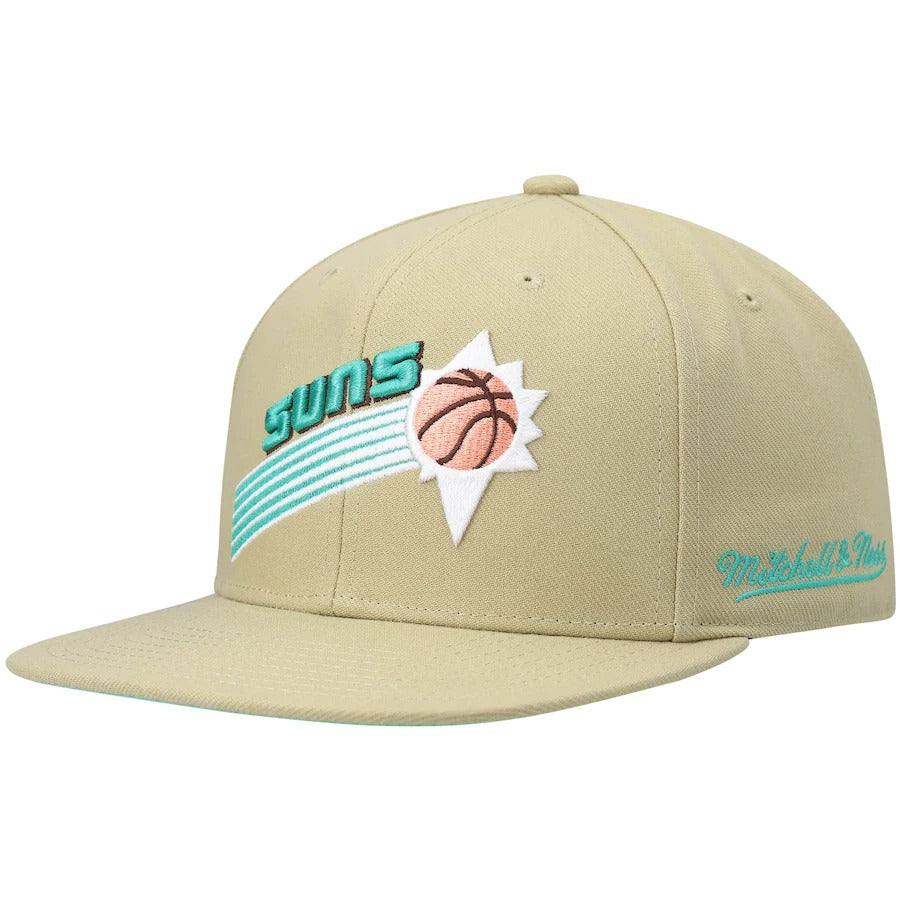 Mitchell & Ness Phoenix Suns Khaki 40th Anniversary Hardwood Classics Malibu Sunrise Fitted Hat