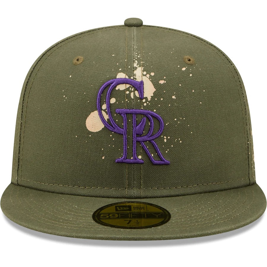 New Era Colorado Rockies Olive Splatter 59FIFTY Fitted Hat