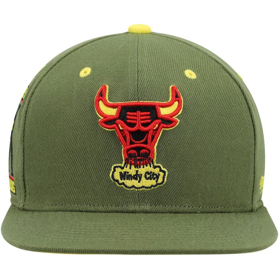 Mitchell & Ness x Lids Chicago Bulls Olive 30th Anniversary Hardwood Classics Dusty Fitted Hat