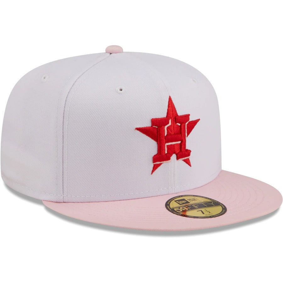 New Era Houston Astros White/Pink Scarlet Undervisor 59FIFTY Fitted Hat