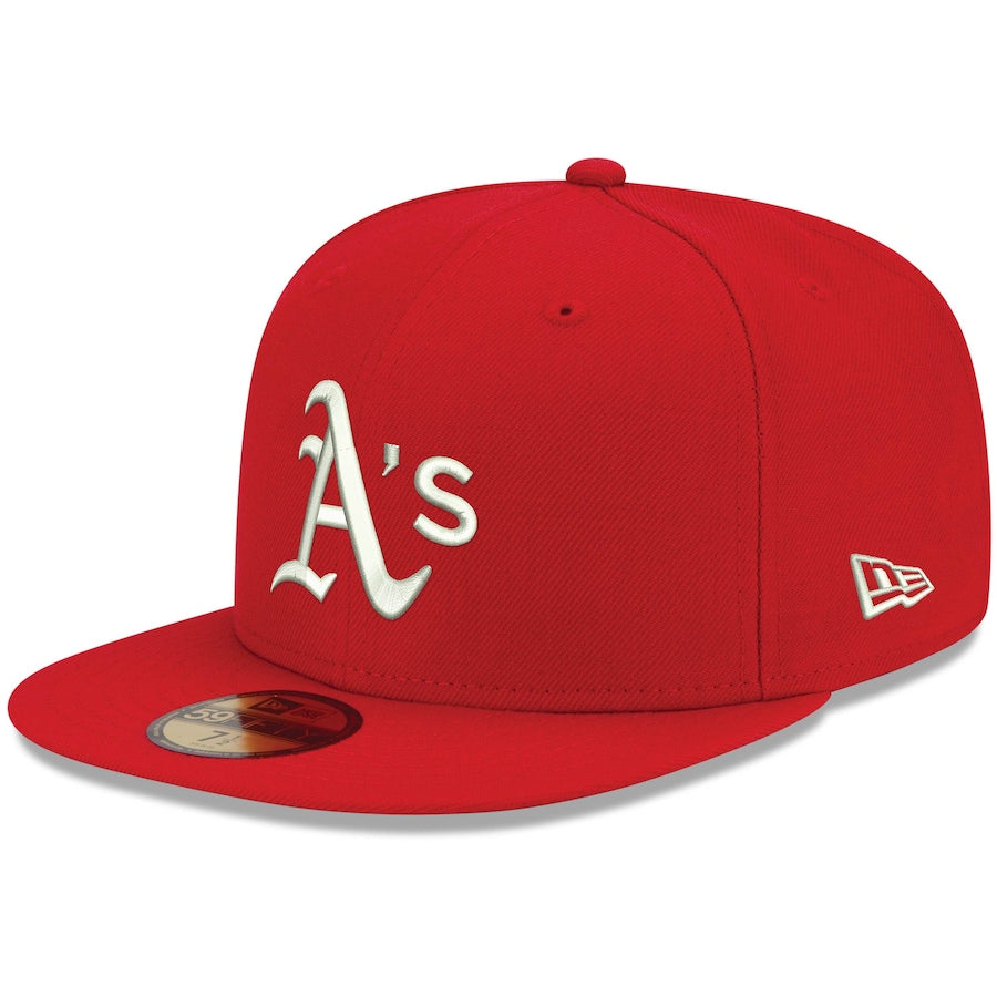 New Era Red Oakland Athletics Logo White 59FIFTY Fitted Hat