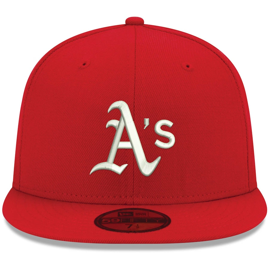 New Era Red Oakland Athletics Logo White 59FIFTY Fitted Hat