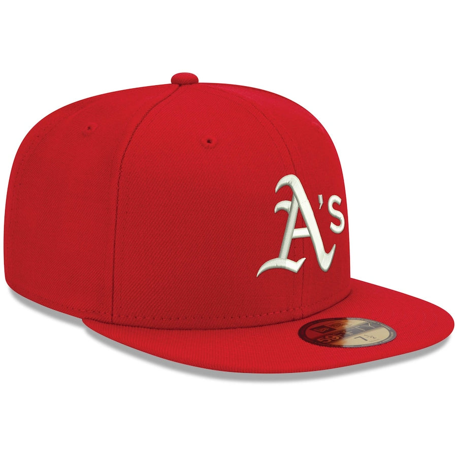 New Era Red Oakland Athletics Logo White 59FIFTY Fitted Hat