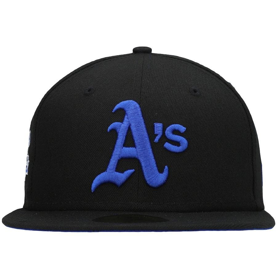 New Era Oakland Athletics Black World Series 1989 World Series Patch Royal Under Visor 59FIFTY Fitted Hat