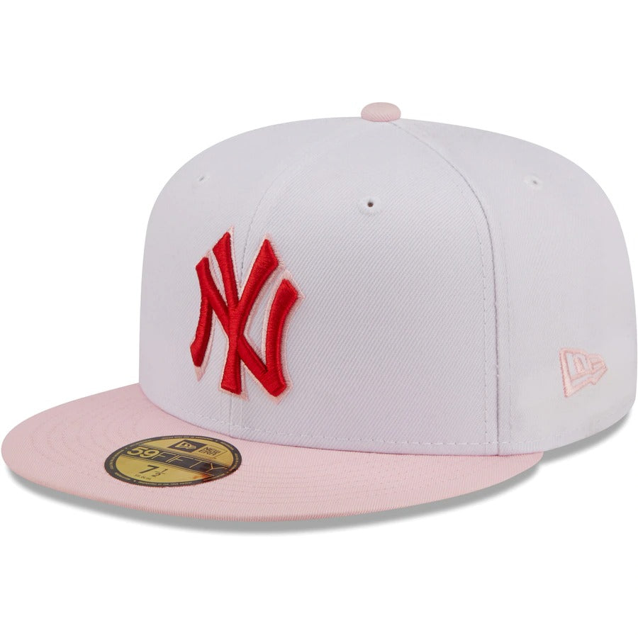 New Era New York Yankees White/Pink Scarlet Undervisor 59FIFTY Fitted Hat